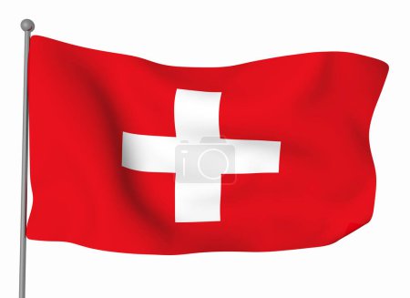 Téléchargez les photos : Modèle de drapeau Suisse. Drapeau ondulé horizontal, isolé en arrière-plan - en image libre de droit