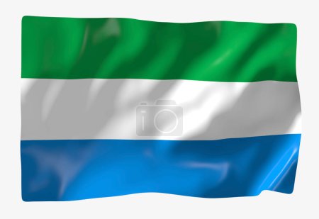 Téléchargez les photos : Modèle de drapeau Sierra Leone. Drapeau ondulé horizontal, isolé en arrière-plan - en image libre de droit