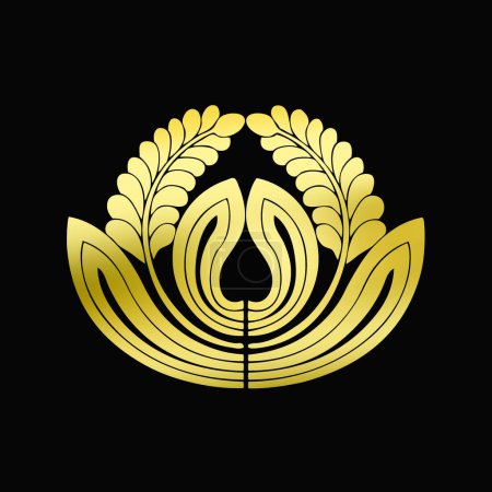 Photo for Golden floral logo on black background - Royalty Free Image
