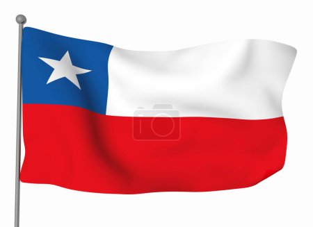 Foto de Plantilla bandera Chile. Bandera ondulante horizontal, aislada sobre fondo - Imagen libre de derechos