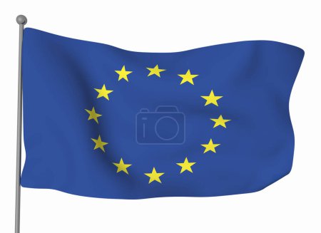 Foto de Plantilla bandera de la Unión Europea. Bandera ondulante horizontal, aislada sobre fondo - Imagen libre de derechos