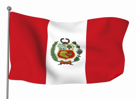 Téléchargez les photos : Modèle de drapeau Pérou. Drapeau ondulé horizontal, isolé en arrière-plan - en image libre de droit
