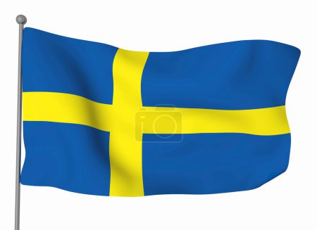 Photo for Swedish flag template. Horizontal waving flag, isolated on background - Royalty Free Image