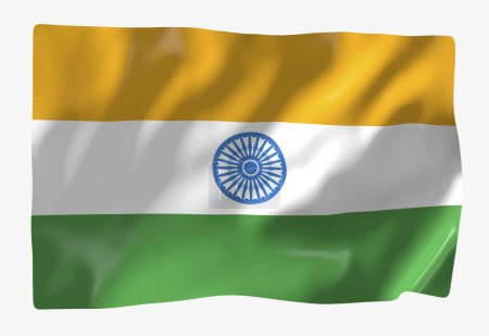 Téléchargez les photos : Modèle de drapeau indien. Drapeau ondulé horizontal, isolé en arrière-plan - en image libre de droit