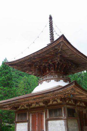 Foto de Pagoda de dos pisos, Tahoto, Tesoro Nacional Japonés en Koya, prefectura de Wakayama, Japón - Imagen libre de derechos