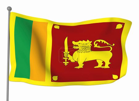 Téléchargez les photos : Modèle de drapeau Sri Lanka. Drapeau ondulé horizontal, isolé en arrière-plan - en image libre de droit