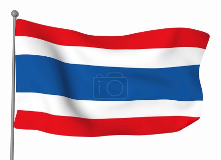 Téléchargez les photos : Modèle de drapeau Thaïlande. Drapeau ondulé horizontal, isolé en arrière-plan - en image libre de droit
