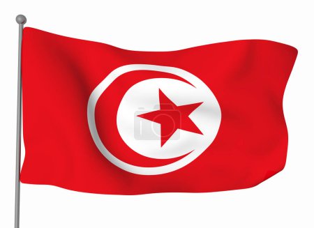 Photo for Tunisia flag template. Horizontal waving flag, isolated on background - Royalty Free Image