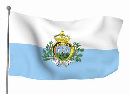 Foto de Plantilla bandera de San Marino. Bandera ondulante horizontal, aislada sobre fondo - Imagen libre de derechos