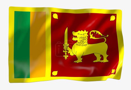 Téléchargez les photos : Modèle de drapeau Sri Lanka. Drapeau ondulé horizontal, isolé en arrière-plan - en image libre de droit