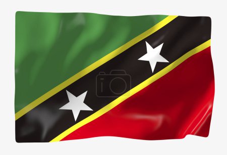 Foto de Plantilla bandera Saint Kitts Nevis. Bandera ondulante horizontal, aislada sobre fondo - Imagen libre de derechos