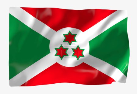 Téléchargez les photos : Modèle de drapeau burundais. Drapeau ondulé horizontal, isolé en arrière-plan - en image libre de droit