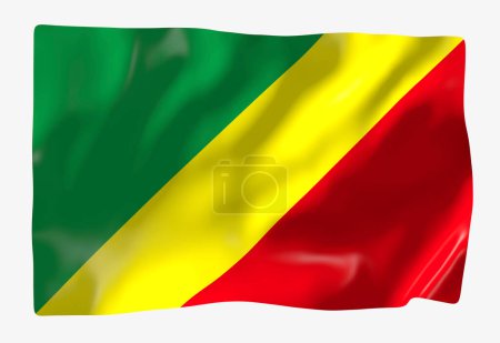 Foto de Plantilla bandera Congo. Bandera ondulante horizontal, aislada sobre fondo - Imagen libre de derechos