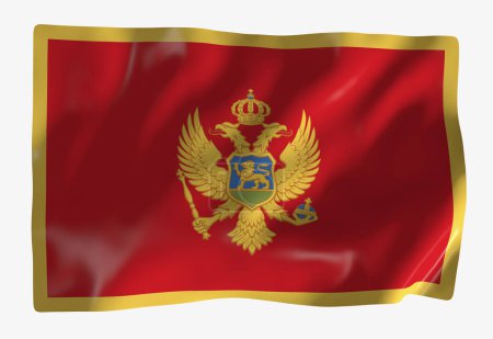 Foto de Plantilla bandera Montenegro. Bandera ondulante horizontal, aislada sobre fondo - Imagen libre de derechos