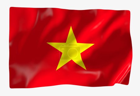 Téléchargez les photos : Modèle de drapeau du Vietnam. Drapeau ondulé horizontal, isolé en arrière-plan - en image libre de droit
