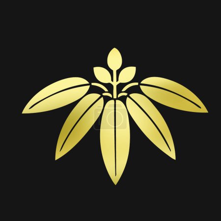 Téléchargez les photos : Icône fleur d'or. feuille d'or sur noir, illustration - en image libre de droit