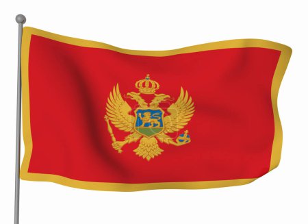 Foto de Plantilla bandera Montenegro. Bandera ondulante horizontal, aislada sobre fondo - Imagen libre de derechos