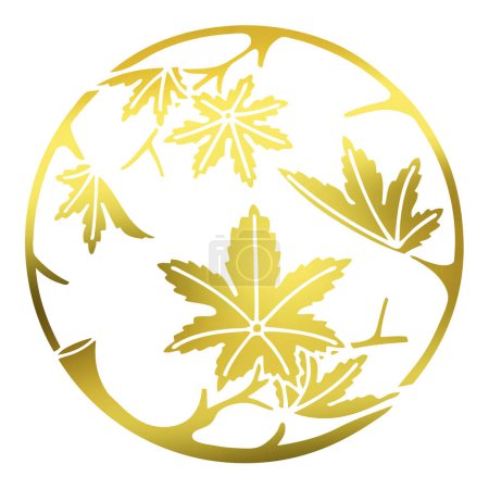 Téléchargez les photos : Traditionnel japonais famille emblème logo illustration de couleur dorée sur fond blanc - en image libre de droit