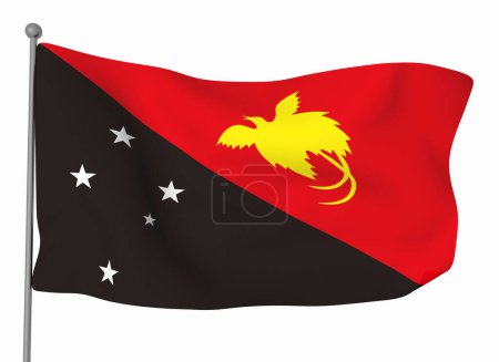 Photo for Papua-New Guinea flag template. Horizontal waving flag, isolated on background - Royalty Free Image