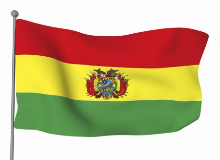 Téléchargez les photos : Modèle de drapeau Bolivie. Drapeau ondulé horizontal, isolé en arrière-plan - en image libre de droit