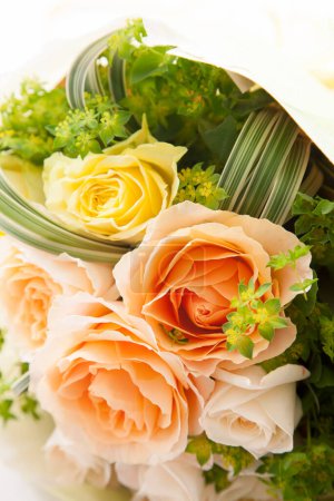 Photo for Fresh roses bouquet, closeup of flowers - Royalty Free Image