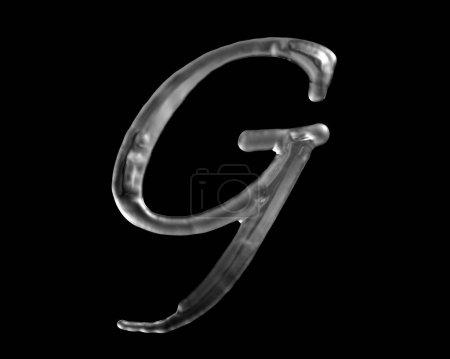 Téléchargez les photos : Lettre argentée G sur fond noir - en image libre de droit