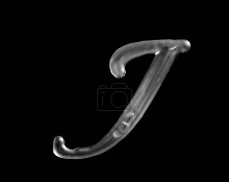 Photo for Silver letter J on black background - Royalty Free Image