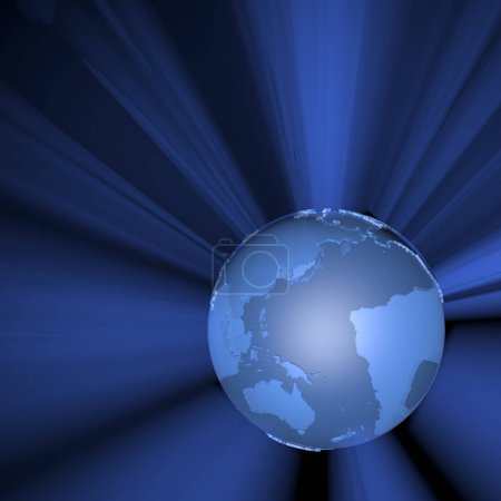 Foto de Tierra globo azul sobre fondo azul - Imagen libre de derechos