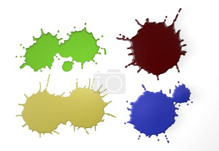 Foto de Un grupo de cuatro salpicaduras de pintura de diferentes colores - Imagen libre de derechos