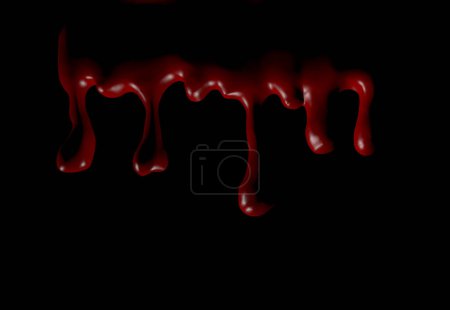 Foto de Un líquido rojo goteando por un fondo negro - Imagen libre de derechos