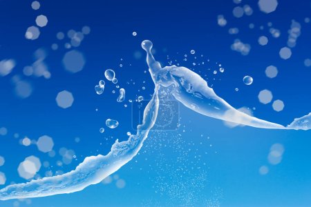 Téléchargez les photos : Éclaboussure d'eau sur fond bleu - en image libre de droit
