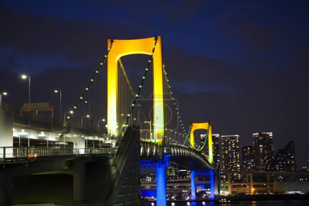 Téléchargez les photos : Bâtiments éclairés de Tokyo la nuit, Japon - en image libre de droit