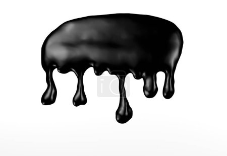 Photo for A black liquid dripping down on a white background - Royalty Free Image