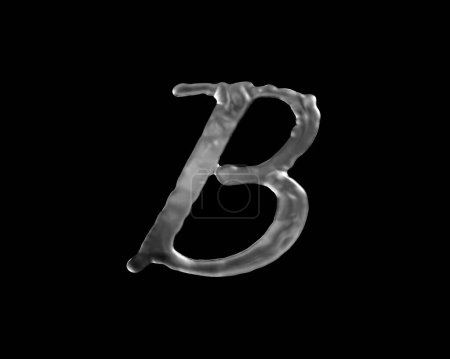 Téléchargez les photos : Lettre argentée B sur fond noir - en image libre de droit