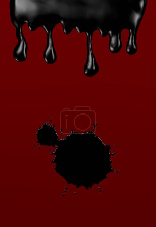 Photo for A black liquid dripping down a red background - Royalty Free Image