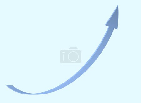 Téléchargez les photos : Flèche bleue grise pointant vers le haut sur un fond bleu - en image libre de droit