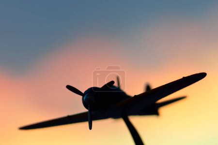 Foto de Avión volando en el cielo del atardecer - Imagen libre de derechos