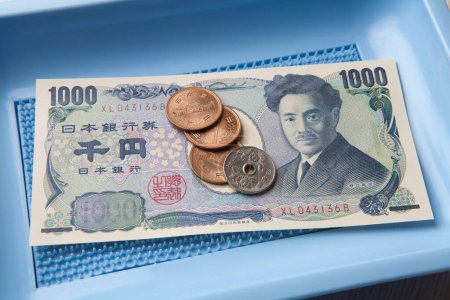 Photo for Japanese currency, yen banknote and coins - Royalty Free Image