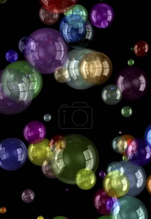 Photo for Abstract colorful bubbles on black background - Royalty Free Image