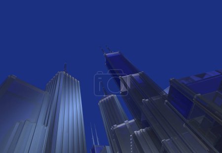 Photo for 3 d illustration of city architecture and buildings at night - Royalty Free Image