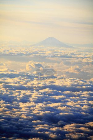Photo for Aerial view of mount fuji and clouds from above, japan - Royalty Free Image