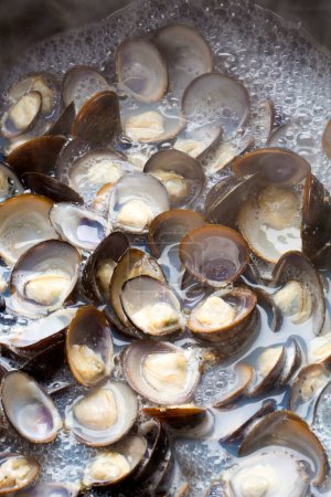 Photo for Clams cooked in oil, closeup - Royalty Free Image