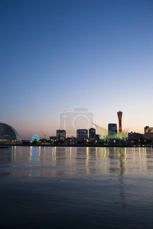 Photo for Port of Kobe and Kobe Tower, Japan at evening - Royalty Free Image