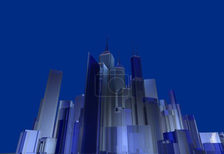 Photo for 3 d illustration of city architecture and buildings at night - Royalty Free Image