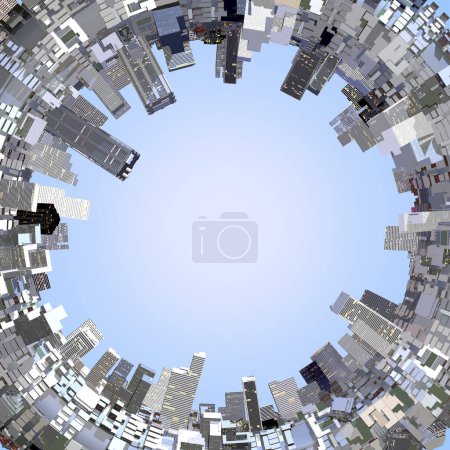 Foto de 3 d renderizar ciudad con edificios modernos - Imagen libre de derechos