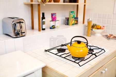 Photo for Modern kitchen interior with gas stove - Royalty Free Image