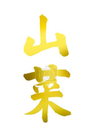 Photo for Yellow asian calligraphy isolated on white background - Royalty Free Image