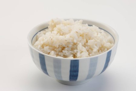 Photo for Rice in bowl on the table  background, close up - Royalty Free Image