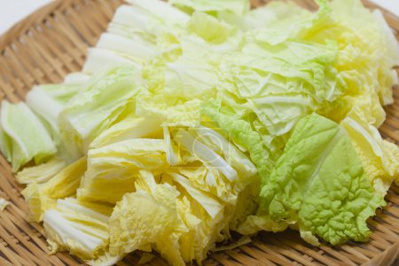 Photo for Fresh sliced cabbage on table, healthy food - Royalty Free Image