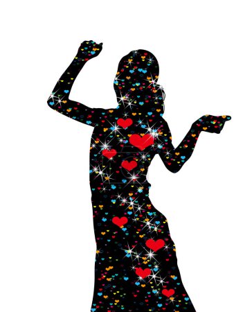 Téléchargez les photos : Silhouette abstraite d'une fille avec un motif de cœurs - en image libre de droit